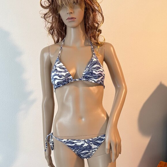 Change Lingerie Two Piece String Micro Bikini Swimsuit White Purple Size S - Picture 1 of 7